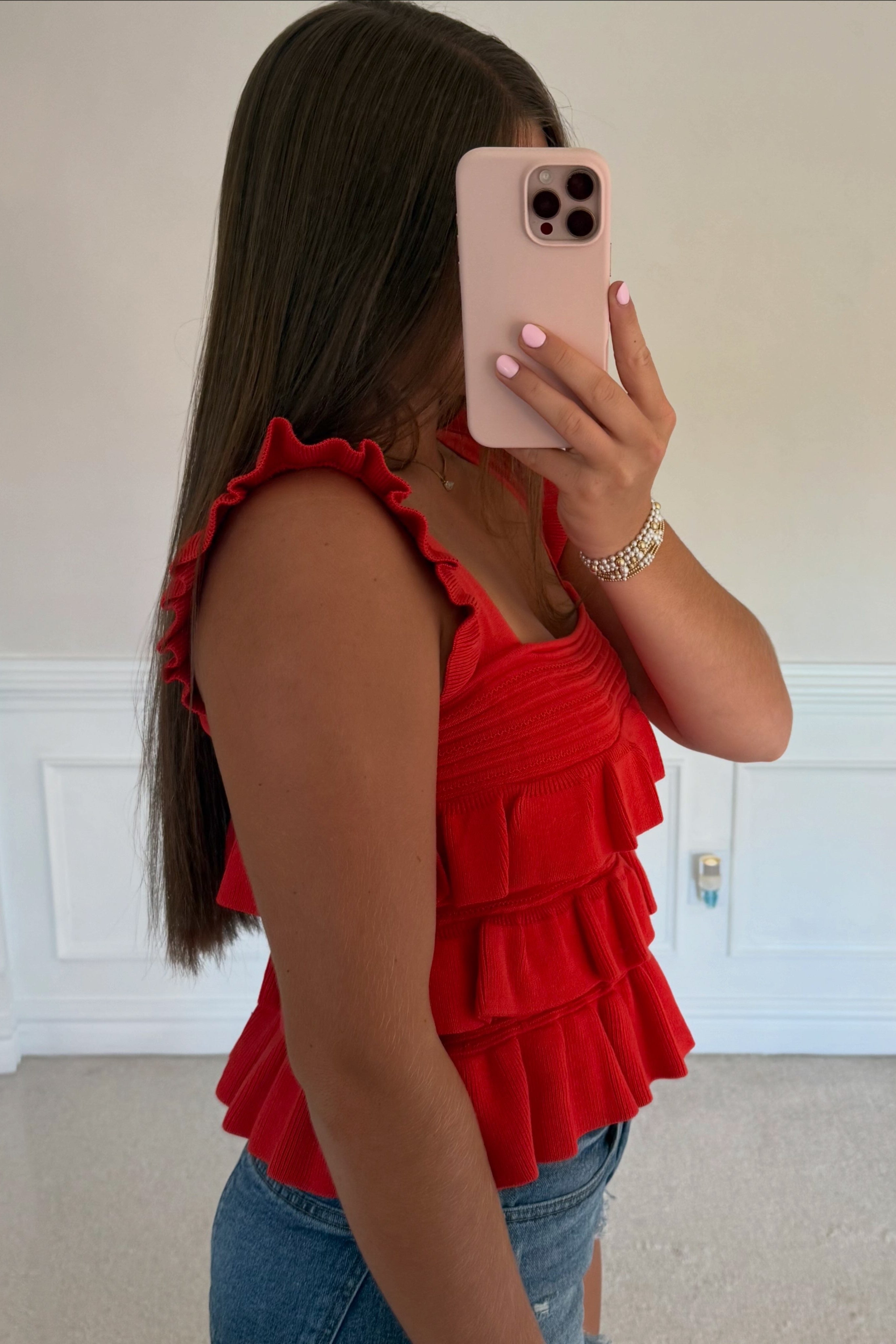 Red Ruffle Top