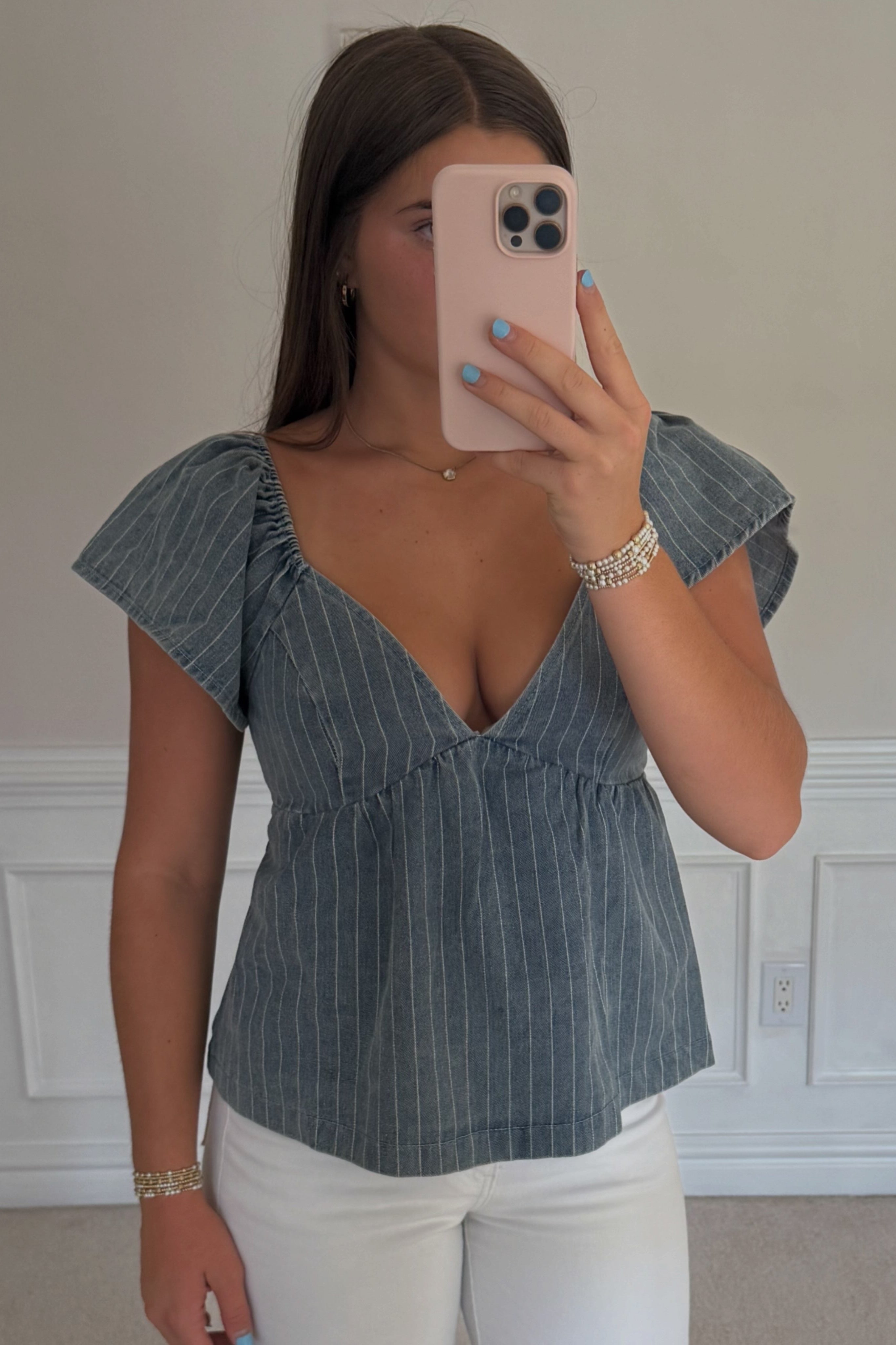 Denim Babydoll Top