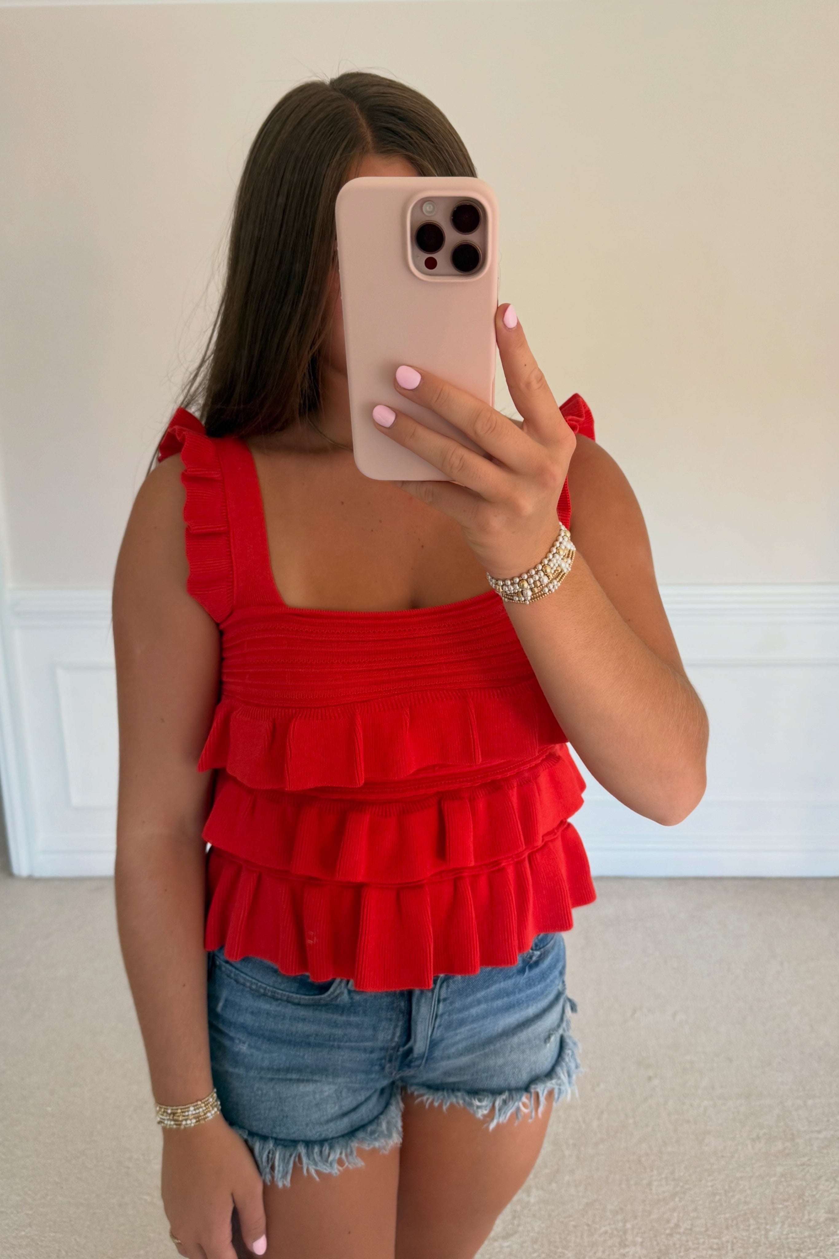 Red Ruffle Top