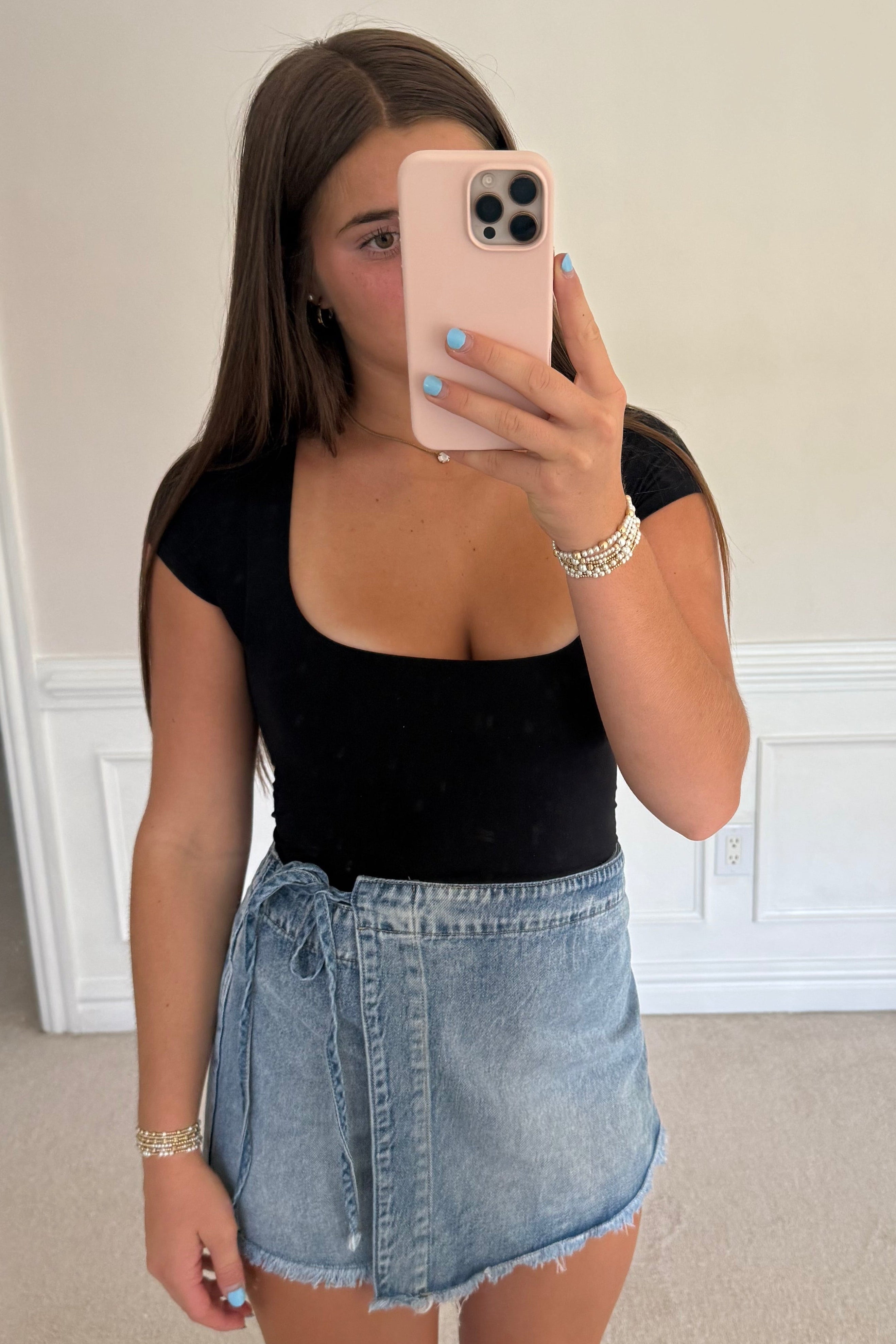 Denim skort