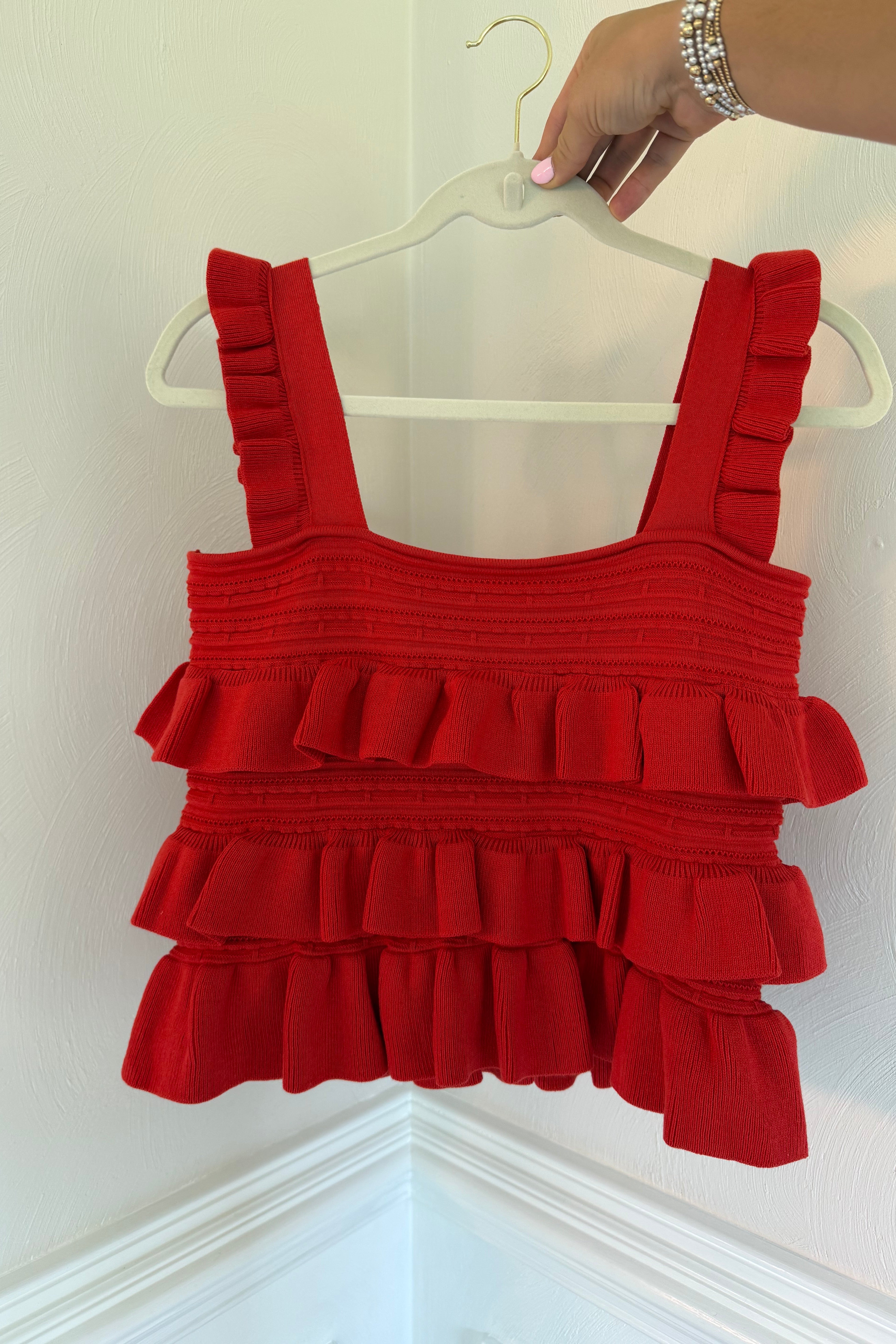 Red Ruffle Top