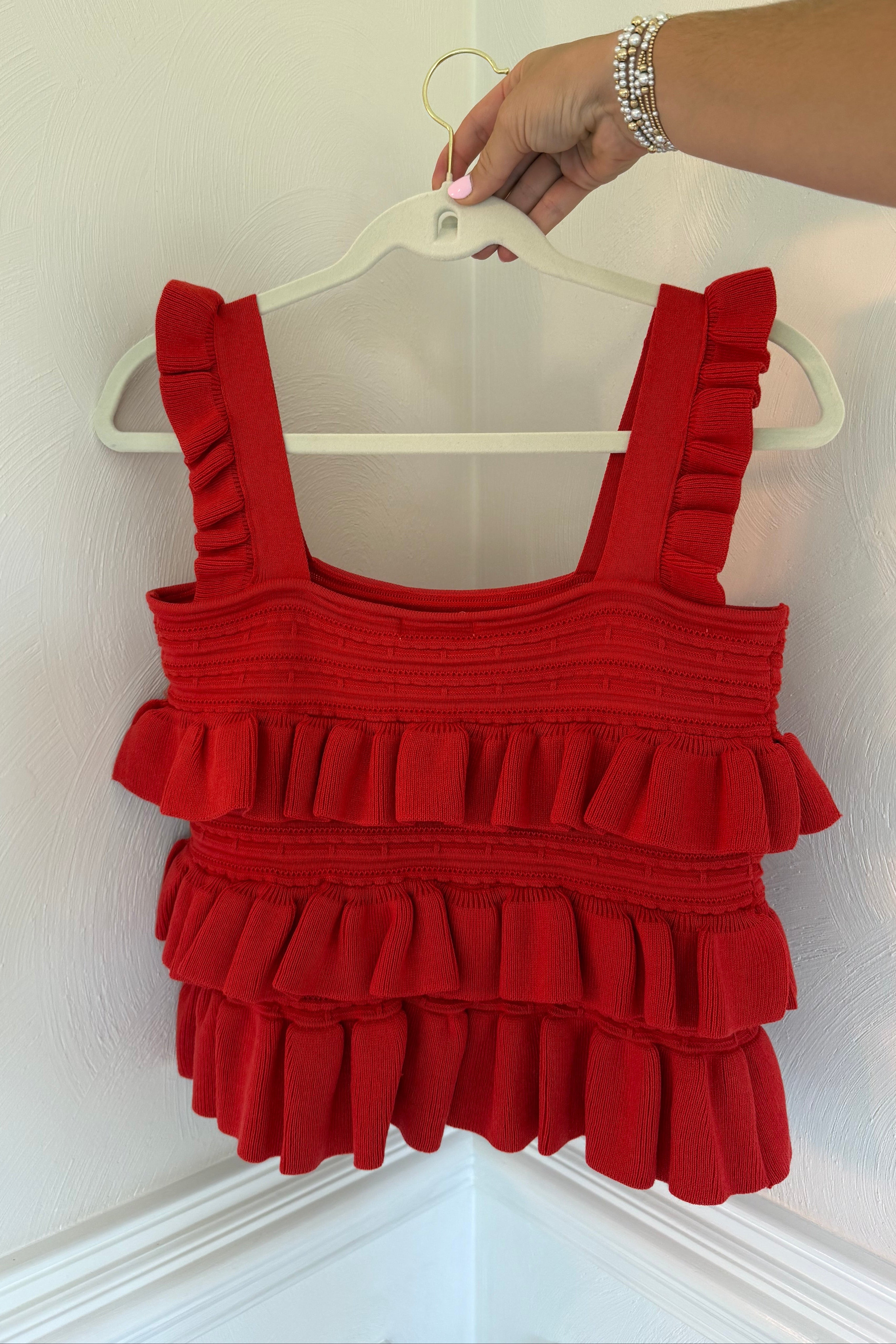 Red Ruffle Top